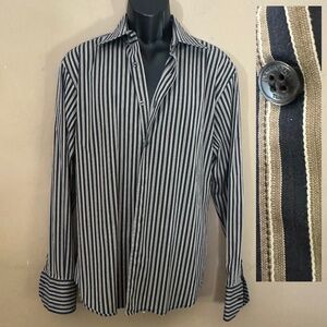 Poggianti Texture Stripe Long Sleeve Shirt Large Made in Italy Gently worn